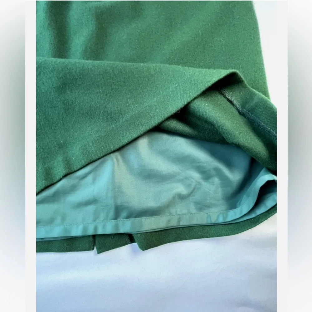 Vintage Savannah Dark Green Wool Midi Pencil Skirt